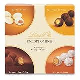 Lindt Schokolade Knusper Minis | 200 g | Geselliger Knuspergenuss in den Sorten Cappuchino Crisp, Caramel Crisp, Haselnuss in Nougat und Vanille-Mandel | Pralinengeschenk | Schokoladengeschenk