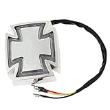 kyaoayo Motorrad Rücklicht kreuzen universal, Motorrad Mini bremslicht LED, Wasserdicht und schlagfest Rücklicht, 7,3x1,8cm weiße Maske, rotes Licht (1)