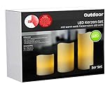 LED Outdoor Kerze mit Timer - 3er Set - flackernde Kerze für Außen Garten Deko