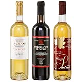 Griechischer Likörwein Probierset - 1x Samos Vin Doux 0,75l | 1x Mavrodaphne aus Patras 0,75l | 1x Muscat of Patras 0,75l | 15% Vol. | + 20ml Jassas Olivenöl