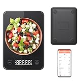 Küchenwaage mit App Smart Scale und Kalorienzähler Waage Küchenwaage mit großem LCD-Displa Digitalwaage Briefwaage Präzise Digitale Waage für Ernährung Portionskontrolle und Diät (Schwarz)