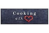 Küchenläufer Küchenteppich Teppichläufer Cooking with Love | waschbar, Größe:ca. 60 x 180 cm