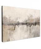 MuchoWow© Leinwand Bilder Groß 120x80 cm XXL Wanddeko Wohnzimmer Aesthetic Room Decor Deko Zimmer Wandbilder Modern Bild auf Leinwand Moderne Kunst - Abstrakt - Beige