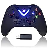 RALAN Kabelloser Game-Controller mit LED-Beleuchtung, kompatibel mit Xbox One S/X, Xbox Series S/X, PC Gaming Gamepad, Fernbedienung Joypad mit 2,4G Wireless Adapter, Rechargeable Battery (schwarz)