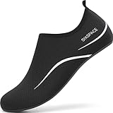 Sixspace Herren Damen Badeschuhe Wasserschuhe Aquaschuhe Strandschuhe Schnell Trocknend Slip on Breathable Schwimmschuhe Surfschuhe für Beach Pool Surfen Yoga Schwarz(Lieferantengröße 41 EU)