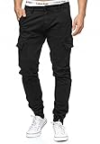 Indicode Herren August Cargohose aus Baumwolle mit 6 Taschen | Cargo Chino Hose f. Männer Black M