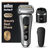 Braun Series 9 Pro+ Rasierer Herren Elektrisch, Elektrorasierer mit 5 Pro Rasierelementen, Langhaarschneider ProTrimmer & Reinigungsstation, 60 Min Laufzeit, Made in Germany, 9567cc, Silber