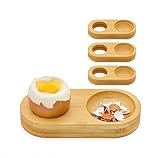 jolz® Eierbecher Bambus - 4er Eierbecher Set aus nachhaltigem Bambus - Stapelbare Holz Eierbecher mit integrierter Ablage - Premium Egg Holder - Praktische Eierhalter in liebevollem Design