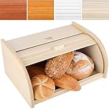 Creative Home Brotkasten Holz | 40 x 27,5 x 18,5 cm | Perfekte BrotBox für Brot, Brötchen und Kuchen | Brotkiste mit Roll-Deckel | Natürliche Brot-Kiste | Brotbehälter für Jede Küche