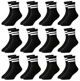 Moitiy 12 Paar Socken Jungen Tennissocken Kinder Kindersocken Jungen Mädchen Sportsocken Unisex Baumwolle Socken