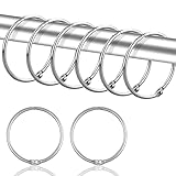 24 Stück Gardinenringe Vorhangringe, 50mm Rundringe Vorhang Clips Duschvorhang Metallklammern für Vorhänge und Gardinenstangen（silber）