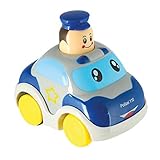 Bieco Auto Drück & Los Polizei Spielzeug - Press and go Auto - Spielzeugauto ab 6 Monate - Baby Auto Spielzeug - Spielzeugauto aufziehbar selbstfahrendes Auto Rückzug Babyspielzeug Auto Polizeiauto