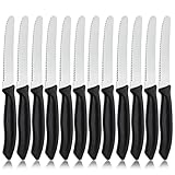 hunnycook Frühstücksmesser 12P, Tafelmesser mit Wellenschliff, Tomatenmesser, brötchenmesser, Frühstücksmesser, Steak messer Set für die Gastronomie zu Hause,Spülmaschinenfest