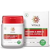 Vitals - Vitamin A 4000 I.E. 100 Softgel-Kapseln. Hochdosiertes Vitamin A in Form von Retinylpalmitat.