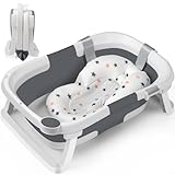 DEANIC Faltbare Baby Badewanne, Babybadewanne Neugeborene von 0-6-12 Monaten Geeignet, Portable Baby Bathtub Nimmt Keinen Platz Weg, Baby Wanne (Grau)