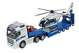 Majorette - Volvo Polizei-Transporter FH-16 (35 cm) – LKW mit Auflieger und Airbus Hubschrauber (25,5 Licht & Sound vielen Funktionen - Spielzeug-Set für Kinder ab 3 Jahren, 213716000, Einheitsgröße