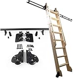 YUSAJJ 3Ft-20Ft Rollleiter-Hardware-Kit für Bibliotheken, Schiebeleiter-Bibliothek, komplettes Hardware-Rollschienenset mit Bodenrollen (ohne Leiter), Mobile Leiterschienen/20Ft/600Cm Sch