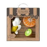 Oli & Carol Baby Geschenkset 2 Beißringe + 1 Mini-Beißring Banane Kiwi Orange Badespielzeug