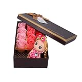 MAGICLULU 12 Duftende Bunte Rosenform Seife Geschenkbox Rosenblüte Badeseife Mit Puppe Zum Jubiläum Geburtstag Hochzeit Valentinstag Muttertag (Rot)