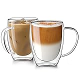 CMXING Doppelwandige Gläser Set Kaffeeglas Thermoglas Trinkgläser 2-teiliges für Espresso Tee Latte Cola Cappuccino Getränk (Style01-350ml)