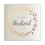 Art Nuvo SATZ 20 St. 135x135mm HOCHZEITSEINLADUNGEN MIT GEDRUCKTEN EINLAGEN UND UMSCHLÄGEN FÜR HOCHZEIT – VERGOLDETES MUSTER AUF AQUARELLPAPIER, ZAP_DE_06