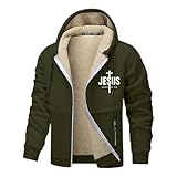 SRZYMJ Grün Herren GefüTtert Warme Winterjacke Ohne Kapuze Sweatjacke Fleecejacke Langarm Baumwolle Jacke Skijacke Outdoor Winddicht Jacke Verdickt Funktionsjacke Mit Stehkragen Wintermantel M