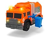 Dickie Toys 203306001 Recycle Truck, Müllauto, Müllabfuhrwagen, Müllfahrzeug, Müllwagen, Spielzeugauto, Abfallbehälter fährt auf und ab, Licht & Sound, inkl. Batterien, 30 cm groß, ab 3 Jahren