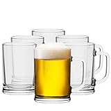 TREND FOR HOME Bierkrug 0,5 Liter Set von 6 mit Handlichem Griff Glaskrug 0,5 Liter Bier Glas Bier Krug Biergläser 0,5 Bierbecher Biermaßkrug Glas Bierkrüge Maßkrug Transparent | Ulf