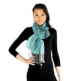 NELUHA Pashmina Schal türkis paisly gemustert für Damen und Herren Schultertuch Tuch 185cm x 70cm Stola