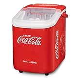 Salco Coca Cola Eiswürfelmaschine – Kompakter Eiswürfelbereiter mit 2 Eiswürfelgrößen, 10 kg Eis in 24 Stunden, Automatische Warnfunktion, Ice Maker Retro-Design in Rot