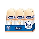 Sanex Dermo Sensitive Deo Roll-On 6 Stück x 50 ml, Anti-Transpirant bis zu 48H Schutz vor Schweiß und Geruch, sanft zu empfindlicher Haut, stellt den natürlichen pH-Wert der Haut wieder her