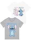 Disney Stitch Tshirt 2er Pack | T-Shirts Für Mädchen | Stitch Kleidung mädchen | Grau 140