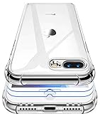 Garegce Hülle für iPhone 7 Plus/iPhone 8 Plus[2×Displayschutzfolie], Stoßfest Transparent Durchsichtige HandyHülle TPU SchutzHülle,weich Silikon Kratzfest case Klar Bumper