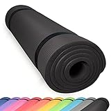 diMio Komfort-Gymnastikmatte Yogamatte in 185x60x1cm, 185x60x1.5cm, 185x90x1.5cm, 200x100x2 mit Tragegurt Phtalatfrei + SGS-geprüft (Schwarz., 185 x 60 x 1 cm)