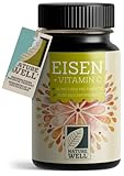 Eisentabletten hochdosiert 180x mit 40 mg Eisen + Vitamin C (40mg) aus Hagebutten - Eisen Tabletten VEGAN mit bioverfügbarem Eisen, hochdosiert aus Eisen-Bisglycinat - ohne unerwünschte Zusätze