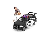 Driven by Battat Micro Polizeiauto 23 cm mit Pfeilverkehrszeichen, Lichtern und Tönen – Polizei Spielzeugauto mit Geräuschen, Funktionen – Spielzeug Auto ab 3 Jahren