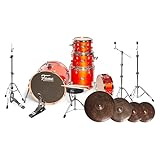 Fame Studio Set, 20' Bass Drum, Birch, High Gloss Orange, Satin Amber, Chrome Hardware, Free Floating Tom Mounts, 10' Tom, 12' Tom, 14' Floor Tom, 14' Snare, Dampened Bass Drum Head