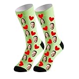 UHouse Lustige Socken mit Gesicht Personalisiert Foto Socken Herren Baumwolle Personalisierte Socken Valentinstag Herrensocken Bedrucken Sale Damensocken Lustig Damen-Socken Angebote 02 Mintgrün S