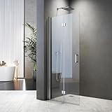 120x195cm Walk in, Dusche Duschwand Falttür Dusche Duschtrennwand 6mm ESG-Sicherheitsglas Nano Beschichtung