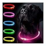 Leuchthalsband Hund, Hundehalsband Leuchtend Aufladbar, LED Halsband für Hunde Leuchtband Hund Einstellbare Größe Hunde Leuchthalsband,Lichtmodi Sicherheit für Ihren Hund in der Nacht(Rosa)