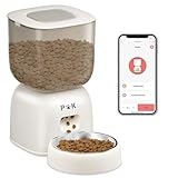 PUPPY KITTY Futterautomat Katze, 2,4G WiFi App-Steuerung Automatischer Futterspender Katze mit Edelstahlschüssel, Leicht zu Reinigen, 10S Aufnahmefunktion, 1-10 Mahlzeiten pro Tag (Weiß-WiFi)