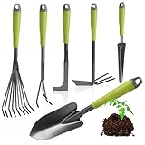 com-four® 6-teiliges Garten-Werkzeug-Set - Gartenset mit Doppelhacke, Kleingrubber, Fugenkratzer, Handrechen, Blumenkelle - Gartenwerkzeug für Pflanzen und Gartenarbeit (6-teiliges Gartenset)