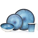 Camping Geschirr Set 1 Person 4-teilig | Melamin | Picknick Geschirrset | Campinggeschirr Deep Ocean Design