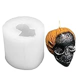 AENL Halloween-Totenkopf-Kerzenform – Große Totenkopf-Form zur Kerzenherstellung mit Kürbis-Design, Halloween-Party-Aromatherapie-Kerzenform for Kunstharz, Seife, Wachs, geschmolzenen Ton