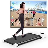 DeerRun Walking Pad Raceable,Laufband für Zuhause bis 136kg, Laufband Schreibtisch mit App, Treadmill Leise 2,5PS mit Professionelle Trainingskurse & Multi-Runner-Rennen