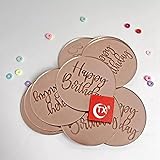 Cupcake-Topper 'Happy Birthday', 5,1 cm, runde Scheibe, Gold, Roségold und Silber, Acryl, lasergeschnitten, Partydekoration, 6 Stück