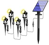 FLOWood Solar Gartenleuchte, 4 in 1 Solarstrahler Solarlampen für Garten, Aluminium-Werkstoffe Wasserdicht LED Solarlampe Außen Solarleuchte, Auto-on/off für Bäume,Sträucher,Gartenweg, Warmes Licht…