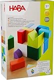 HABA 305463 - 3D-Legespiel Würfelmix, Holzspielzeug zum Legen und Stapeln, 19 Holzbausteine, 10 Vorlagekarten zum Nachbauen, Spielzeug ab 3 Jahren