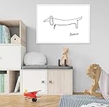 Scandinavian Classic Retro Wall Art Picasso Creative Abstract Line Dachshund HD Poster Print Bedroom Living Room Decor 80x120cm Frameless