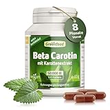 Beta Carotin, 50.000 i.E. (30 mg), 120 Vegi-Kapseln, hochdosiert - Vorstufe von Vitamin A (Augen, Hautschutz). Vegan.